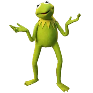 😁 Kermit the Frog 커밋, 개구리, 머펫, 밈, 어깨를 으쓱, 인형, 혼란스러움 telegram sticker