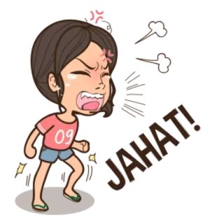 🗣 JAHAT! enojado, dibujos animados, mujer, exasperada, frustrada whatsapp sticker