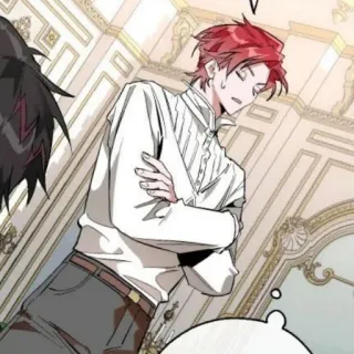 🥀 anime, manga, red hair, character, white shirt, male telegram sticker