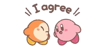 👍 Kirby I agree Кирби, Ваддл Ди, согласие, милый, дружба, позитив, мультфильм whatsapp sticker