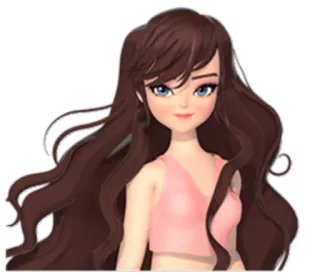 🙂 dessin animé, femme, brune, beauté, fille, animé whatsapp sticker