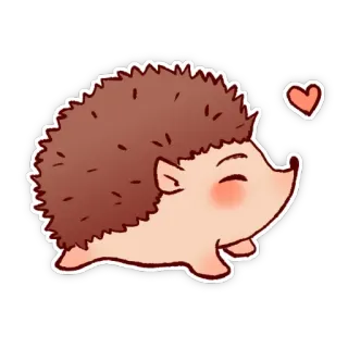 😘 ouriço, fofo, animal, adesivo, coração, desenho animado telegram sticker