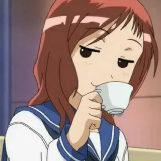 😏 garota anime, bebendo, chá, arrogante, anime, desenho animado telegram sticker