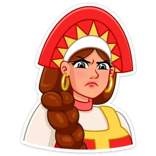 😠 donna, arrabbiata, abbigliamento tradizionale, copricapo, russo, slavo whatsapp sticker