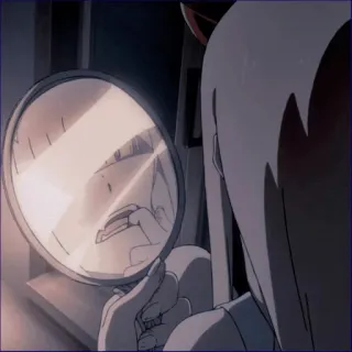 👄 Anime, Lustro, Odbicie, Dziewczyna, Oczy, Twarz, Kreskówka telegram sticker