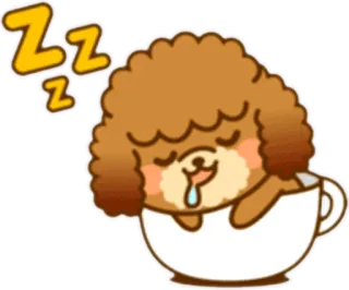 😴 ZZZ cachorro, filhote, sonolento, dormindo, fofo, xícara, zzz telegram sticker