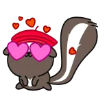 😍 puzzola, cuore, amore, San Valentino, animale, cartone animato telegram sticker