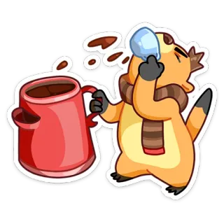 ☕️ выдра, кофе, напиток, кружка, напиток, зима, шарф, мультфильм telegram sticker
