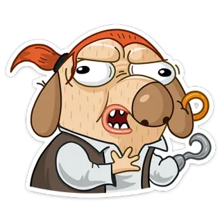 🤯 만화, 해적, 갈고리, 웃긴, 캐릭터, 스티커, 개 whatsapp sticker