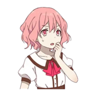 🤔 Fille anime, Cheveux roses, Inquiet/Inquiète, Anime, Personnage, Mignon/Mignonne whatsapp sticker