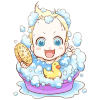 🛁 Baby, Bad, Quietscheente, Seifenblasen, Schwamm whatsapp sticker