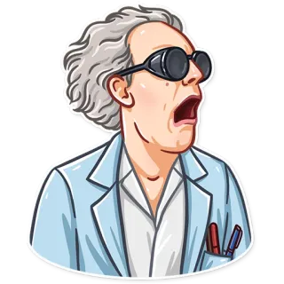 😨 Dr. Emmett Brown Back to the Future scientist, shocked, doctor, glasses, cartoon, movie telegram sticker