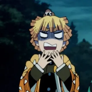 💛 Zenitsu Agatsuma Demon Slayer anime, demon slayer, zenitsu, scared, expression, funny, cartoon whatsapp sticker