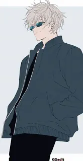 🙂 anime, character, sunglasses, jacket, male whatsapp sticker