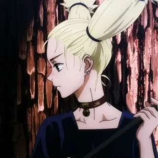 🧹 アニメ, 金髪, 女性, キャラクター, 襟 telegram sticker