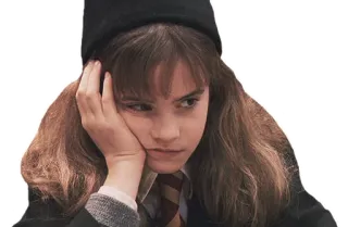 😐 Hermione Granger Harry Potter ハーマイオニー・グレンジャー, ハリー・ポッター, 悲しい, 退屈, 魔女, 学校 telegram sticker