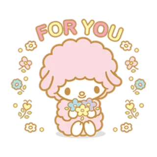 🌼 FOR YOU Sanrio, овца, ягненок, милый, цветы, каваи whatsapp sticker