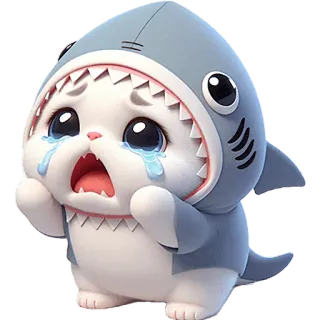 😭 gato, tiburón, triste, llorando, lindo, animal whatsapp sticker