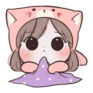 🐱 cute, kawaii, anime style, cat, girl, hoodie, cartoon, sad telegram sticker