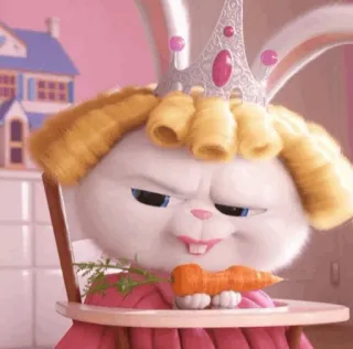 🧊 Snowball The Secret Life of Pets bunny, rabbit, crown, cartoon, animal, pet, princess telegram sticker