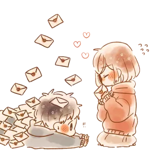 ✉ Anime, Amore, Lettere, Coppia, Romantico telegram sticker