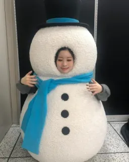 ☃️ snowman, costume, winter, dahyun, kpop, cute, scarf whatsapp sticker