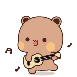 🐻 orso, cartone animato, carino, animale, chitarra, musica telegram sticker