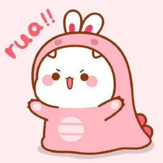 🍼 rua!! lindo, animal, dinosaurio, conejo, rosa, kawaii telegram sticker