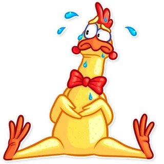 😰 frango, triste, desenho animado, gravata borboleta, lágrimas, sentado telegram sticker