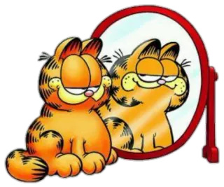 🙂 Garfield desenho animado, gato, Garfield, gato laranja, espelho, reflexo telegram sticker