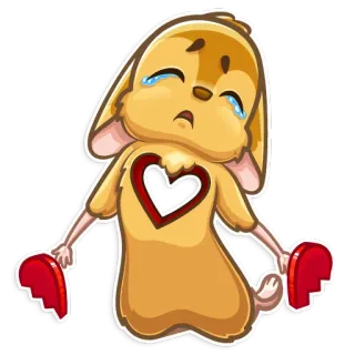 💔 triste, coração partido, chorando, animal, coração partido, magoado whatsapp sticker