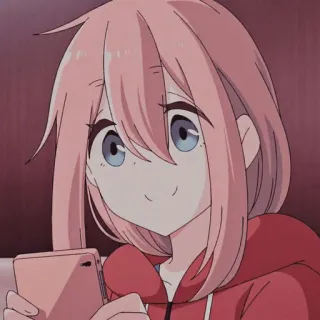 🌸 Nadeshiko Kagamihara Yuru Camp Anime, Personaggio, Carino, Capelli rosa, Ragazza, Yuru Camp, Nadeshiko Kagamihara telegram sticker