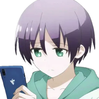 🧬 аниме, парень, телефон, мультфильм, стикер telegram sticker
