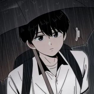 🧃 Anime, Chłopak, Deszcz, Parasol, Mundur, Manga telegram sticker