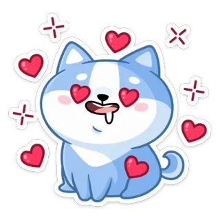 😍 собака, щенок, сердечки, любовь, милый, мультик, стикер telegram sticker