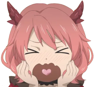 😍 anime, girl, horns, cute, eating, chocolate, heart telegram sticker