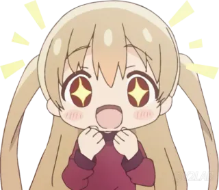 🤩 Anime, Kawaii, Słodkie, Ekscytacja, Błyszczące, Chibi whatsapp sticker