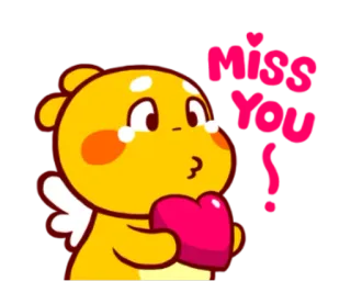 ❤ miss you 可愛い, 愛, ハート, 会いたい, アニメ, 黄色 telegram sticker