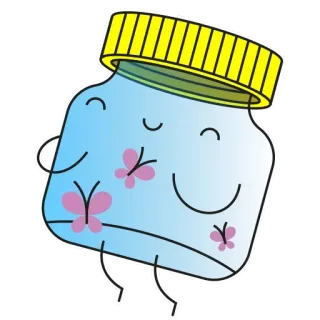 😥 pote, recipiente, borboletas, adesivo, kawaii, desenho animado whatsapp sticker