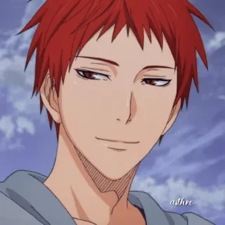 🎭 Akashi Seijuro Kuroko's Basketball anime, basquete, cabelo ruivo, sorrindo, confiante telegram sticker
