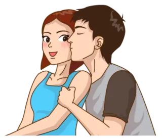 💋 baiser, couple, amour, romance, dessin animé, affection telegram sticker
