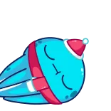 😏 cartoon, cute, blue, creature, Christmas, hat, funny telegram sticker