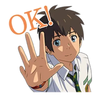 🤘 OK! anime, ok, hand gesture, boy, cartoon telegram sticker