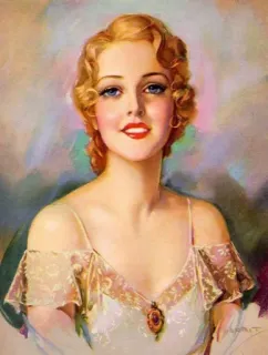 😁 mulher, retrato, vintage, pintura, loira, anos 30 whatsapp sticker