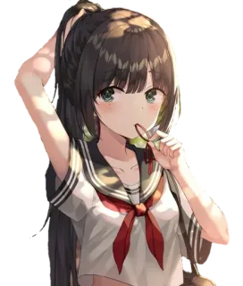 😳 Anime, Fille, Uniforme scolaire, Mignon, Dessin animé, Personnage, Art numérique telegram sticker