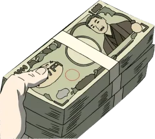 🤑 dinheiro, iene, pilha, mão, riqueza, moeda telegram sticker