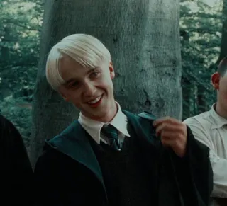 🤗 Draco Malfoy Harry Potter Draco Malfoy, Harry Potter, mago, personagem, filme, sorrindo telegram sticker