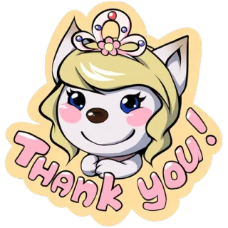👌 Thank you! thank you, princess, dog, sticker, kawaii, cute telegram sticker