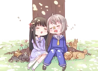 😴 动漫, 卡通, 可爱, 卡哇伊, 儿童, 树, 动物, 情侣 telegram sticker
