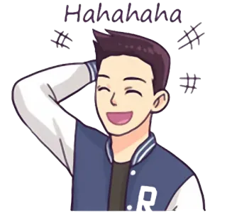 😂 Hahahaha laughing, happy, cheerful, cartoon, man, positive, lol telegram sticker